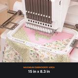 close up of the creators embroidery area