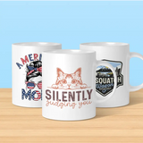 Ricoma Mug Heat Press - different mug designs like sublimation and heat transfer