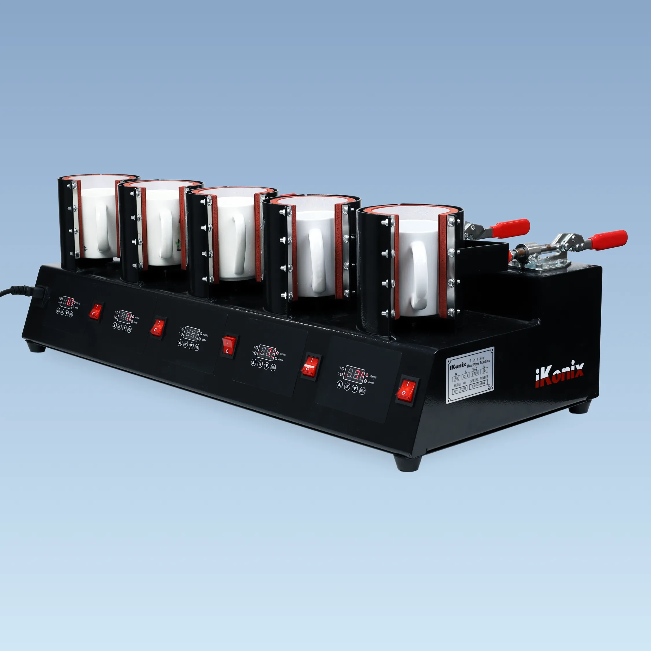 iKonix 5 Mug Heat Press - side view with mugs