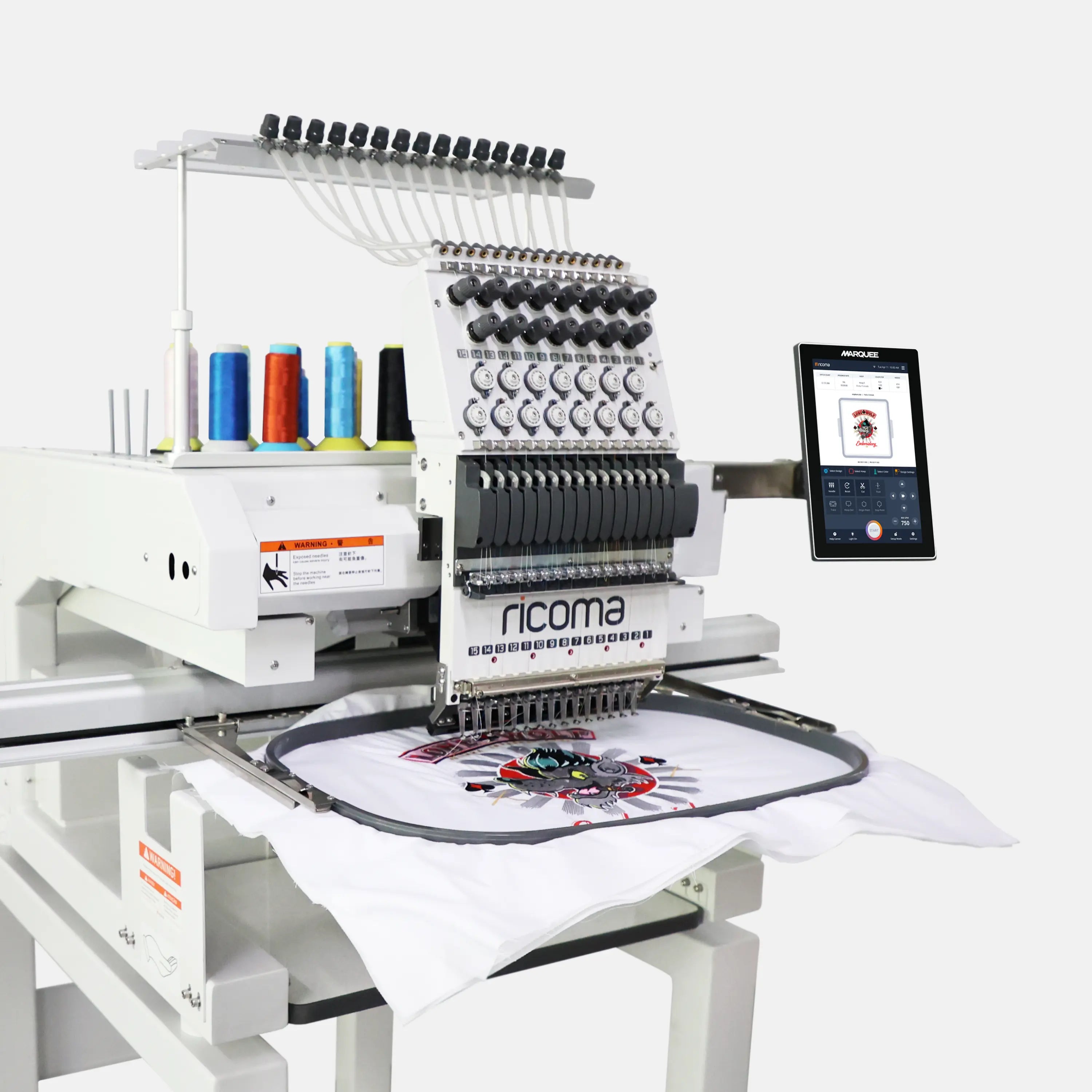 Máquina de bordar comercial Marquee de 15 agulhas com painel touchscreen de 10,1".